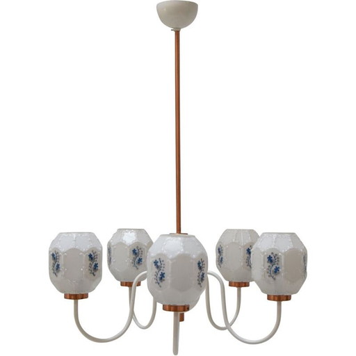 Lustre vintage en verre et métal drukov, tchèque 1970