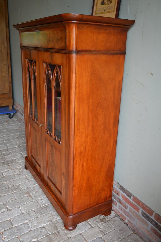 Image 1 of Antique mahogany wood display case / gate cabinet.