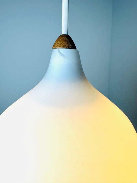 Model 705 Floating Wall Lamp in Opaline Glass and Teak by Uno & Östen Kristiansson for Luxus, Sweden, 1960s (photo 6 of 9)
