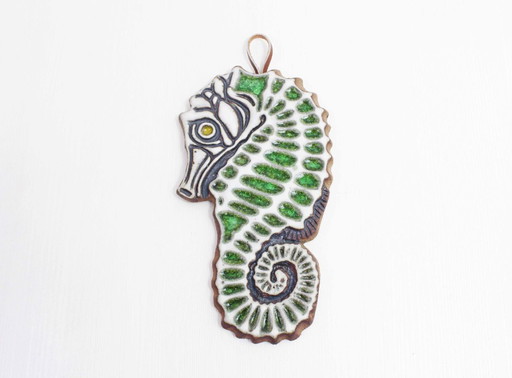 Glazed terracotta seahorse by Victoria Littlejohn 1970