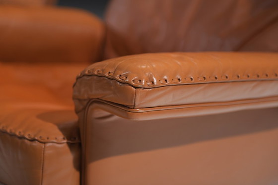 Image 1 of Schitterende DS-35 loungestoelen van cognacbruin leer, ontworpen door Team De Sede voor De Sede Swiss.