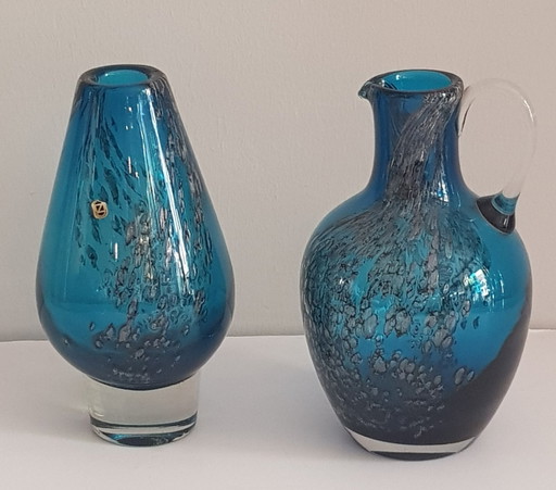 2X Vases en verre de Floride par Löffelhardt pour Zwiesel