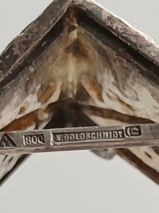 Rare Art Nouveau square bowl solid silver 800 and crystal WOLFERS FRERES/N.GOLDSCHMIDT 19th century (photo 10 of 15)