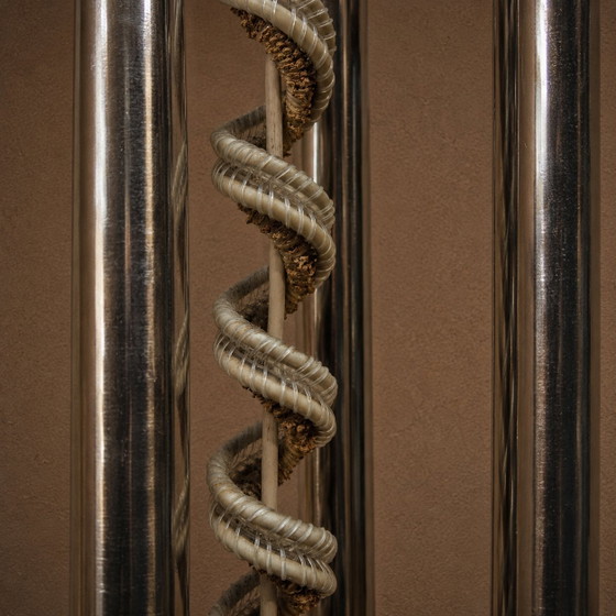 Image 1 of Vintage Itliaanse design Space Age vloerlamp Chroom en Glas (jaren 70 / 70s) unieke lamp 