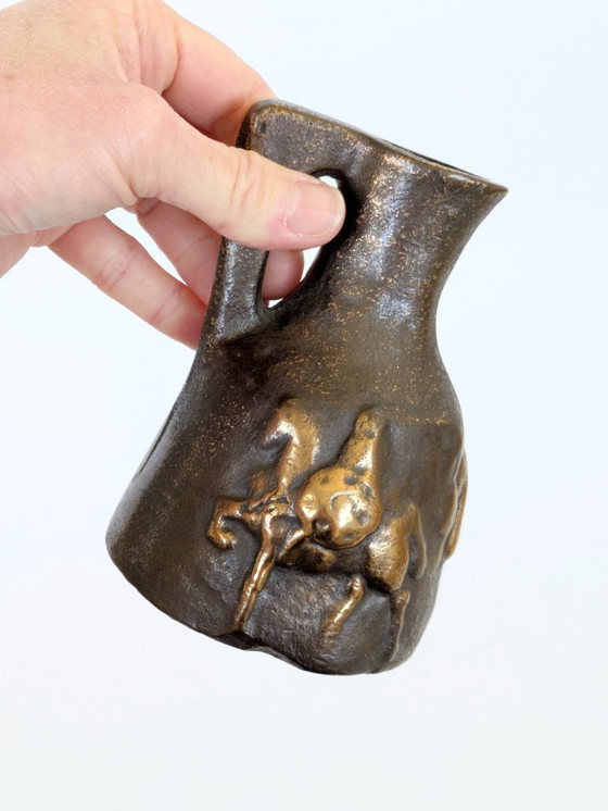 Image 1 of Sculpture en bronze brutale de Horst Dalbeck, HDV Allemagne, années 1970, style Château-Cœur