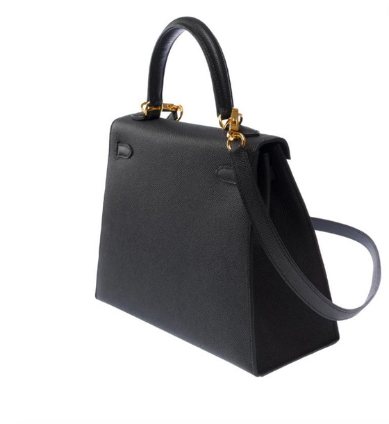 Image 1 of Sac HERMES Kelly 25 en Cuir Noir - 103580