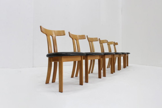 Image 1 of Ensemble de 6 chaises de salle à manger vintage en forme de T, style années 60