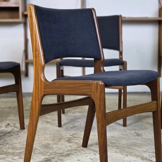 Image 1 of 4x Erik Buch vintage jaren 60 Deense stoel gerestaureerd teak