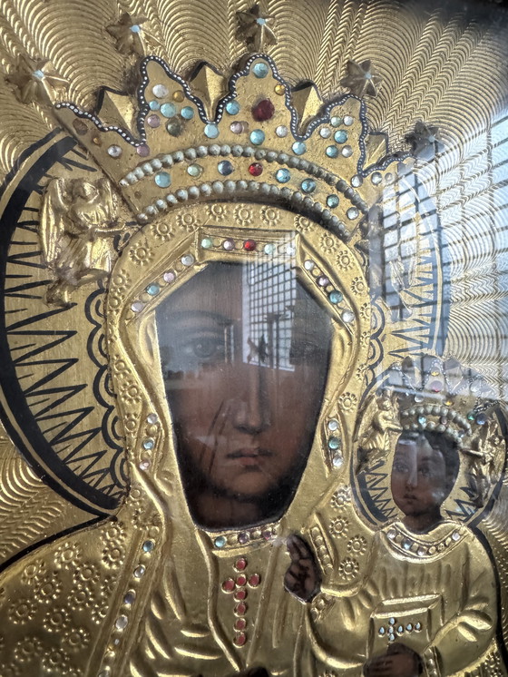 Image 1 of Icona dipinta e metallo sbalzato, Polonia, inizio XX secolo