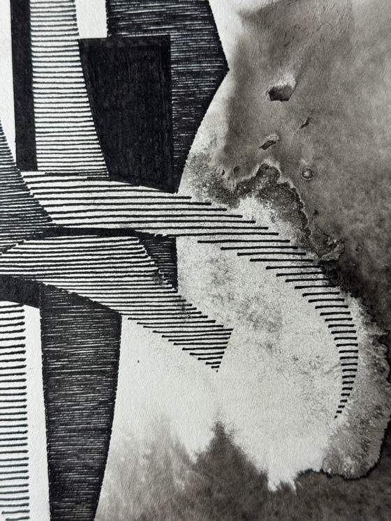 Eugène Eechaut (1928-2019) - inktcompositie, 1973, ingelijst – Schilderijen & Tekeningen, Mdf, Papier (photo 9 of 15)