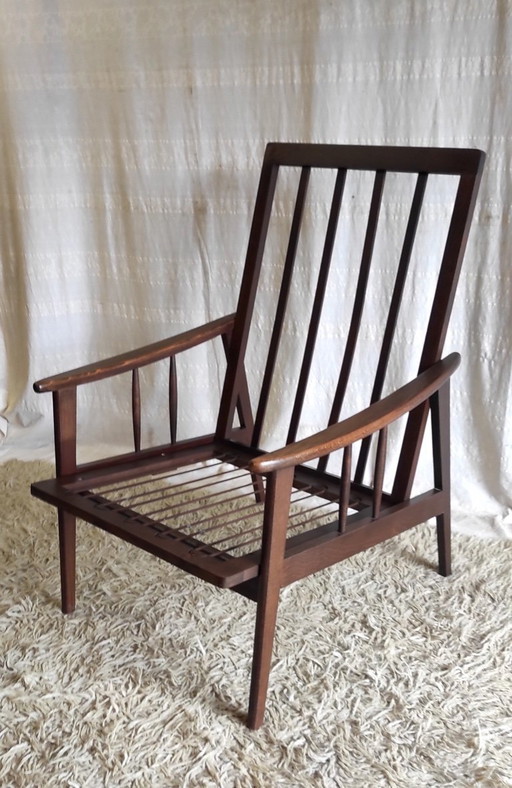 Fauteuil style scandinave en bois massif - années 60/70