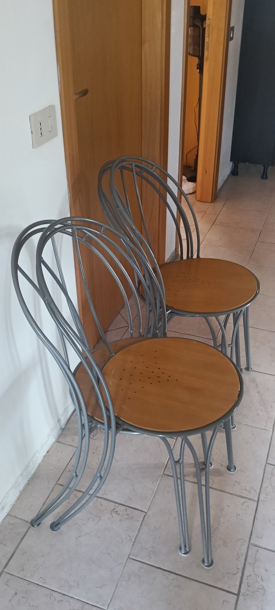 Set 4 Sedie Vintage IKEA Pajala – Anni '90 Metallo e Legno – Sedie da pranzo, Wood (photo 2 of 5)
