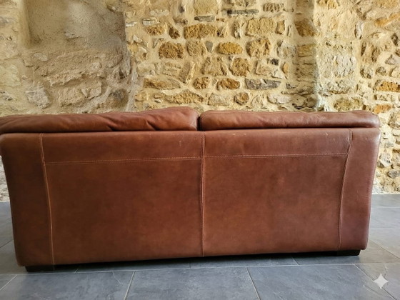 Image 1 of Divano vintage a 3 posti in pelle color cuoio "Il mondo della pelle"