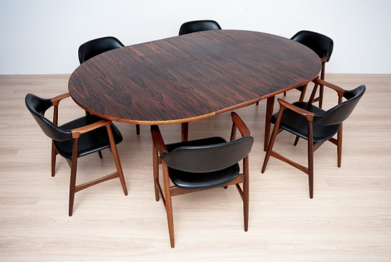 Eetkamerset uit het midden van de jaren 60, 6 Carlton fauteuils van Låte Møbelfabrikk en uitschuifbare tafel (photo 7 of 24)