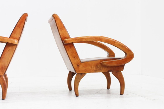 Image 1 of Set di poltrone in legno vintage della metà del secolo scorso