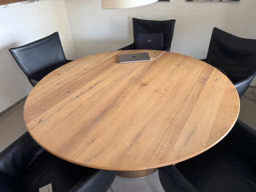 Extendable Oak Dining Table with Metal Base, Brand Venjakob – eettafels, Wood