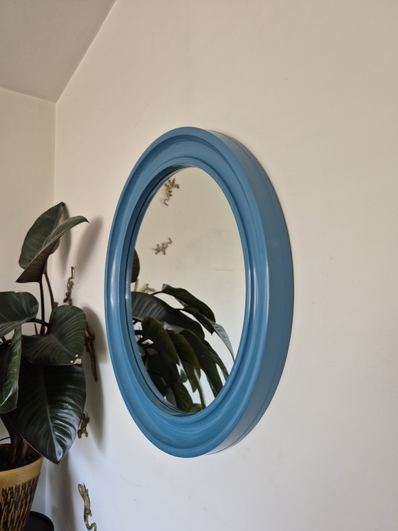 Image 1 of Carrara & Matta Mirror: Vintage XL Round Mirror Blue