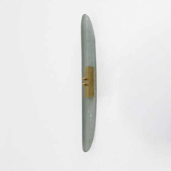 Image 1 of Coppia di applique in vetro di Murano verde acqua in stile Fontana Arte, design moderno di metà secolo.