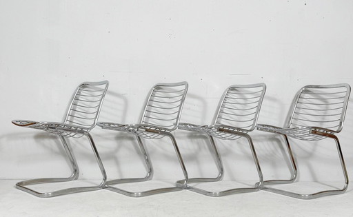 Set di 4 sedie a sbalzo disegnate da Gastone Rinaldi per Rima, modello: 'Sabrina', anni '70, Italia.