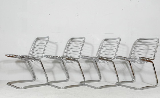 Image 1 of Set di 4 sedie a sbalzo disegnate da Gastone Rinaldi per Rima, modello: 'Sabrina', anni '70, Italia.