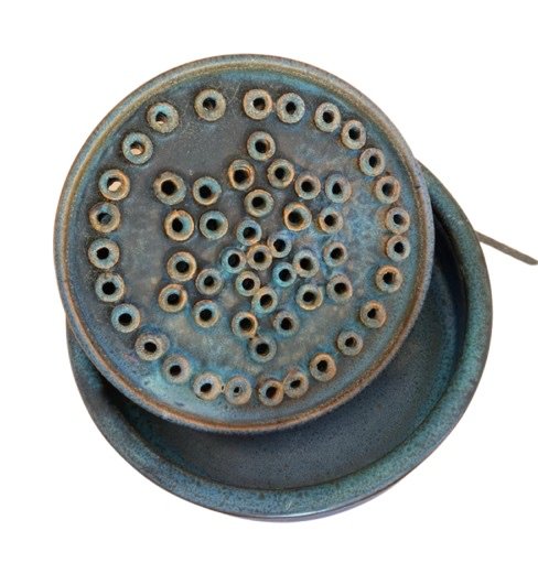 Rare Ikebana Flower Arranging Bowl – Reactive Glazed Stoneware – Poterie Ludovic Dangon (Salins-les-Bains)