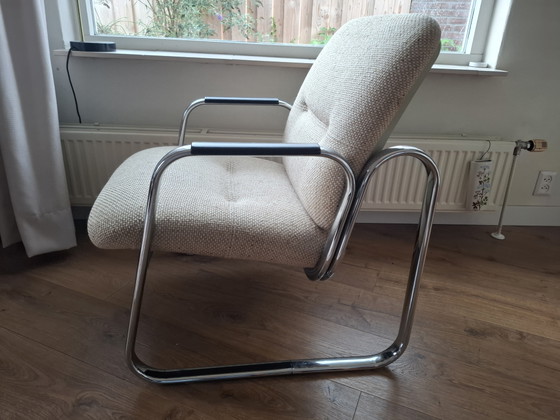 Fauteuil vintage Strafor Steelcase 421 à structure tubulaire | Années 70/80 – Strafor S.A., Chrome (photo 3 of 8)