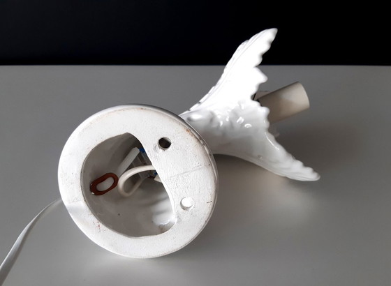 Image 1 of Lampada da parete scultorea in porcellana, foglie in ceramica con lampadina in vetro