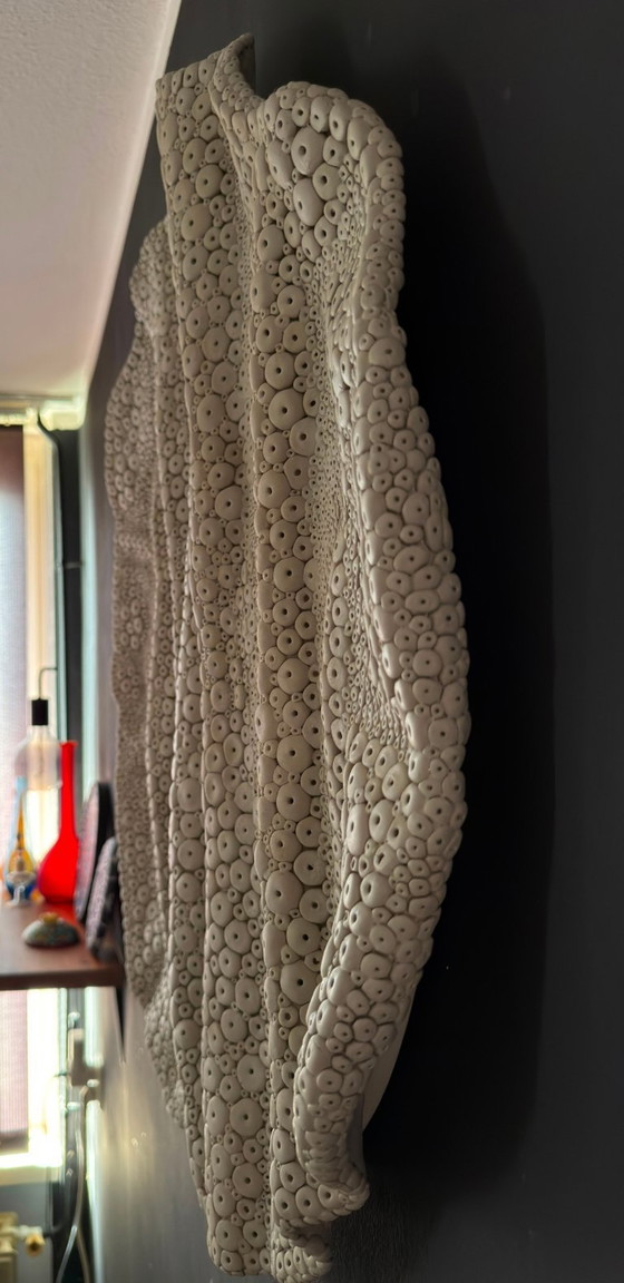 Image 1 of Coral Rhythms – Large Round 3D Textured Ceramic Wall Sculpture (83 cm / 32.6”) | One-of-a-Kind Relief Fine Art
