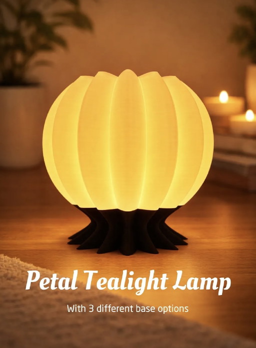 Modern designer table lamp | 3D printed | Minimalist LED tea light lamp in black & white