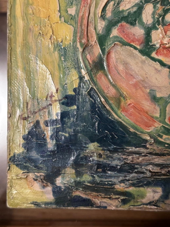 Rose Bouquet with Knife – Oil on Canvas Circa 1950 – Paintings & Drawings, Vintage (photo 4 of 15)