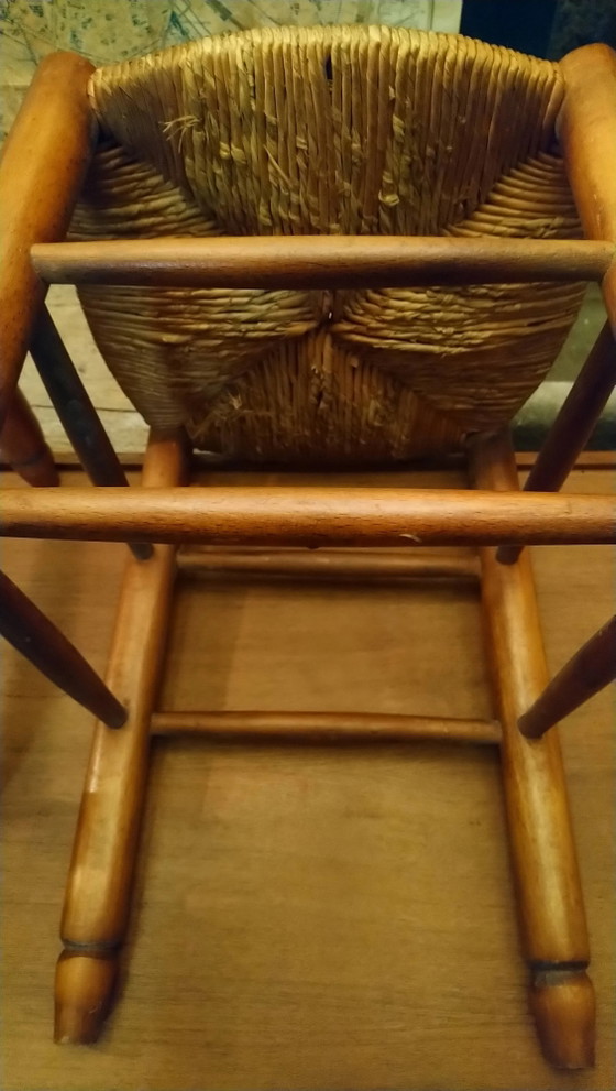Pair of beech stools with straw seats – Wood, Vintage (photo 12 of 16)