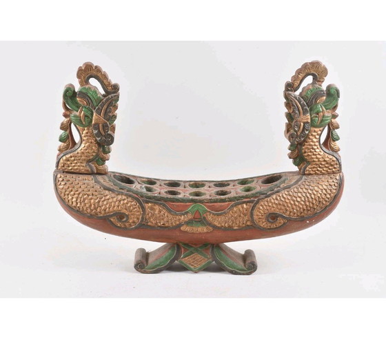 Image 1 of Asiatika Mancala Spielbrett Holz geschnitzt und bemalt 