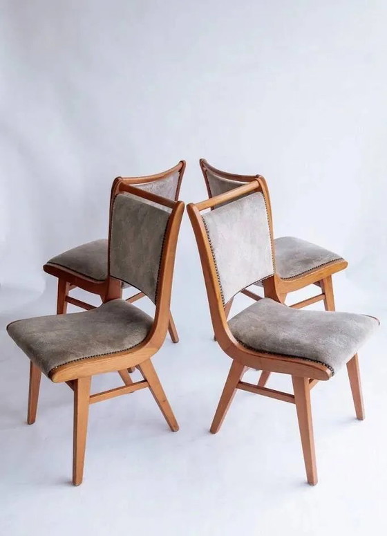 Set of 4 vintage wooden dining chairs – Velvet (photo 9 of 9)