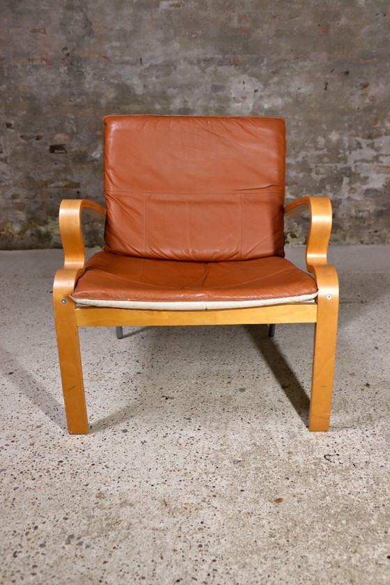 Image 1 of IKEA - Bjärred Stuhl - Cognacfarbenes Leder - Johan Huldt - 2001