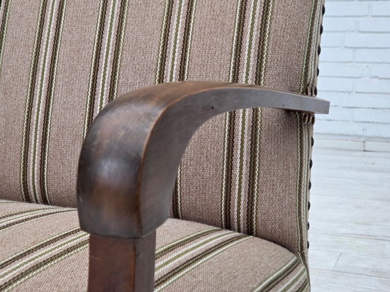 Image 1 of Divano danese a 2 posti, anni '50, rivestimento in tessuto di lana beige, gambe in legno di faggio.