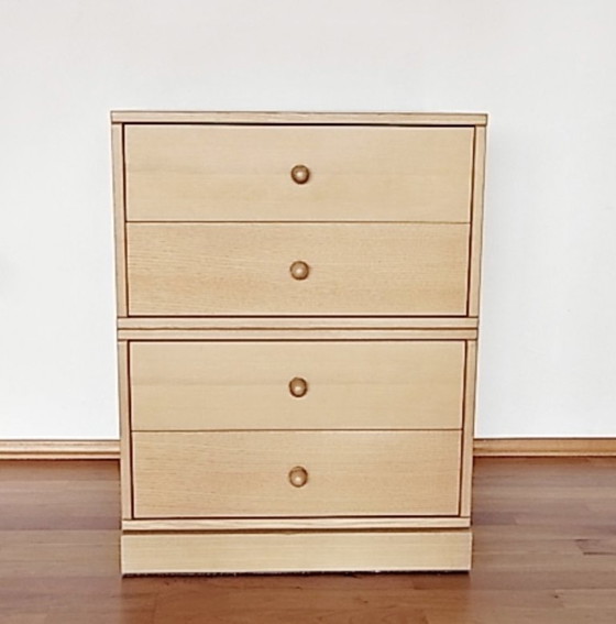 Image 1 of 'Die Collection' Wohnwand 8-teilig mit Vitrine, Schubladenkonsolen, Bücherborden in Esche natur Esche