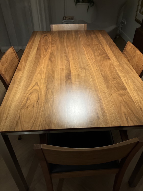 Image 1 of Tavolo da pranzo Arco Pure - Noce americano e acciaio inossidabile - 155x90x75 cm