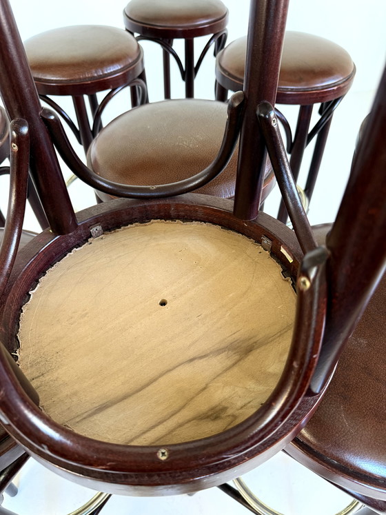 Image 1 of 6x vintage barkruk bentwood & leer ‘80