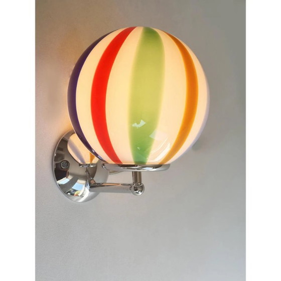 Image 1 of Set van twee eigentijdse veelkleurige Murano glazen wandlampen met "staven"