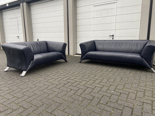 2,5 en 3 zits blauw/zwart - Rolf Benz 322 - Gratis Bezorging