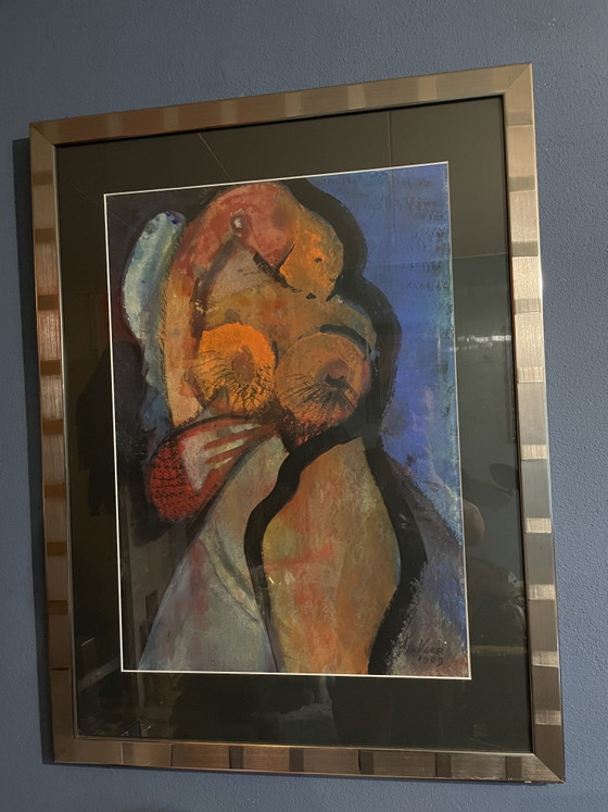 Image 1 of Large work by artist Veer 1989 Haarlem abstract and nude female signed same as the 2 small works from the inheritance