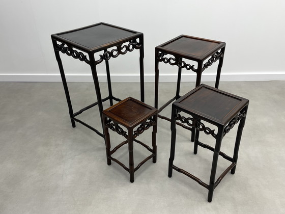 Image 1 of Chinese Huanghuali houten nest tafels circa 1900