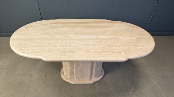 Image 1 of Vintage oval travertine dining table, 1970s
