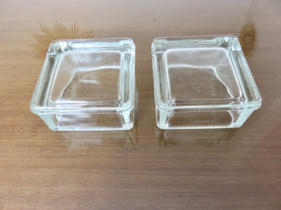 Image 1 of Glass pavé, ashtray, signed lumax, 4 available, Le Corbusier, Perriand, Adnet, 50's