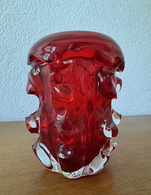 Red Murano Glass Vase 70's