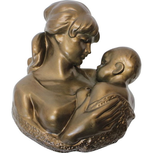 Vintage brass and ceramic wall sculpture by Bohumil Kokrda, Czechoslovakia 1968