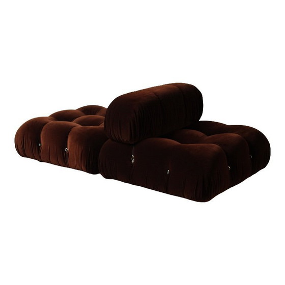 Image 1 of 2x Camaleonda sofa modules by Mario Bellini for B&B Italia in chocolate brown velvet, Italy, 1970s