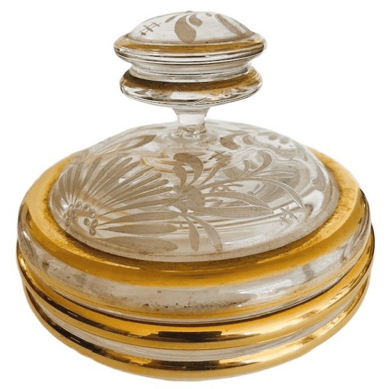 Image 1 of Art Deco hand painted dressing table set glass 1950's