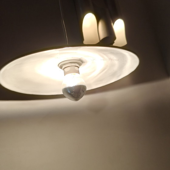 Lampada a sospensione vintage industriale in smalto – Verde scuro/Bianco – Ø25cm – Lampade a sospensione (photo 6 of 10)