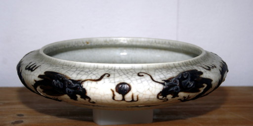 Vintage Chinese Penseelwasser / Schaal – Ge-Ware Stijl Met Draken – schalen, Ceramic